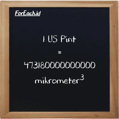 1 US Pint setara dengan 473180000000000 mikrometer<sup>3</sup> (1 pt setara dengan 473180000000000 µm<sup>3</sup>)
