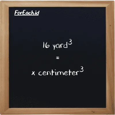 Contoh konversi yard<sup>3</sup> ke centimeter<sup>3</sup> (yd<sup>3</sup> ke cm<sup>3</sup>)
