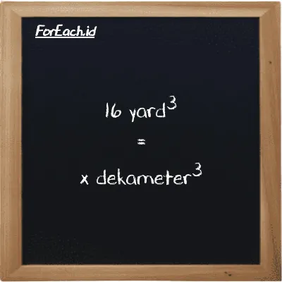 Contoh konversi yard<sup>3</sup> ke dekameter<sup>3</sup> (yd<sup>3</sup> ke dam<sup>3</sup>)