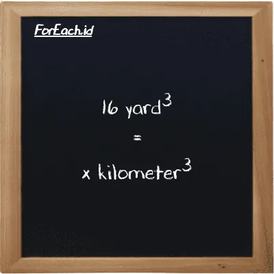 Contoh konversi yard<sup>3</sup> ke kilometer<sup>3</sup> (yd<sup>3</sup> ke km<sup>3</sup>)