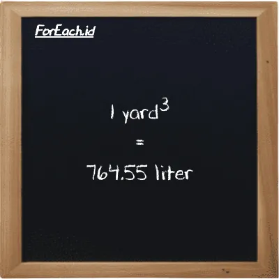 1 yard<sup>3</sup> setara dengan 764.55 liter (1 yd<sup>3</sup> setara dengan 764.55 l)
