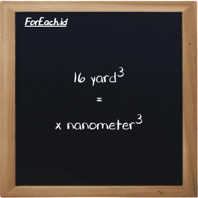 Contoh konversi yard<sup>3</sup> ke nanometer<sup>3</sup> (yd<sup>3</sup> ke nm<sup>3</sup>)